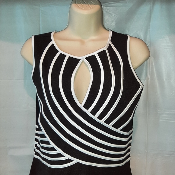 Vintage Spiegal Black With White Piping Body Con - Picture 2 of 5